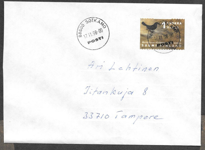 Postilähetys - Yl.m. 1.lk (LAPE 1409) Sotkamo 17.11.1998