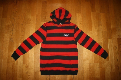 H&M musta-punaraidallinen huppari 158-164