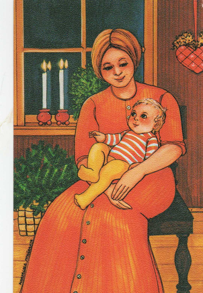 MARJA - LIISA  PITKÄRANTA  POSTIKORTTI  -  ÄITI JA LAPSI