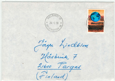 1990 1,90mk hologrammi loistoleimainen kirje