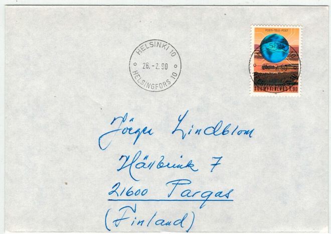 1990 1,90mk hologrammi loistoleimainen kirje
