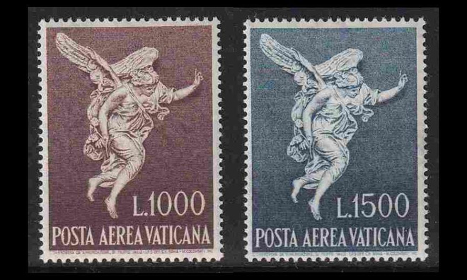 Vatikaani 391-2 ** Lentoposti arkkienkeli Gabriel (1962)