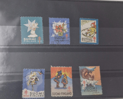 JOULUMERKKEJÄ ERÄ 6 ERILAISTA VUOSILTA 1957-1962