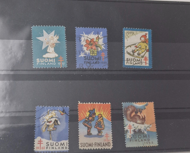 JOULUMERKKEJÄ ERÄ 6 ERILAISTA VUOSILTA 1957-1962