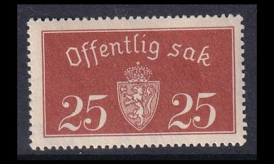 Norja 15_I ** Virkamerkki 25 öre (1933)