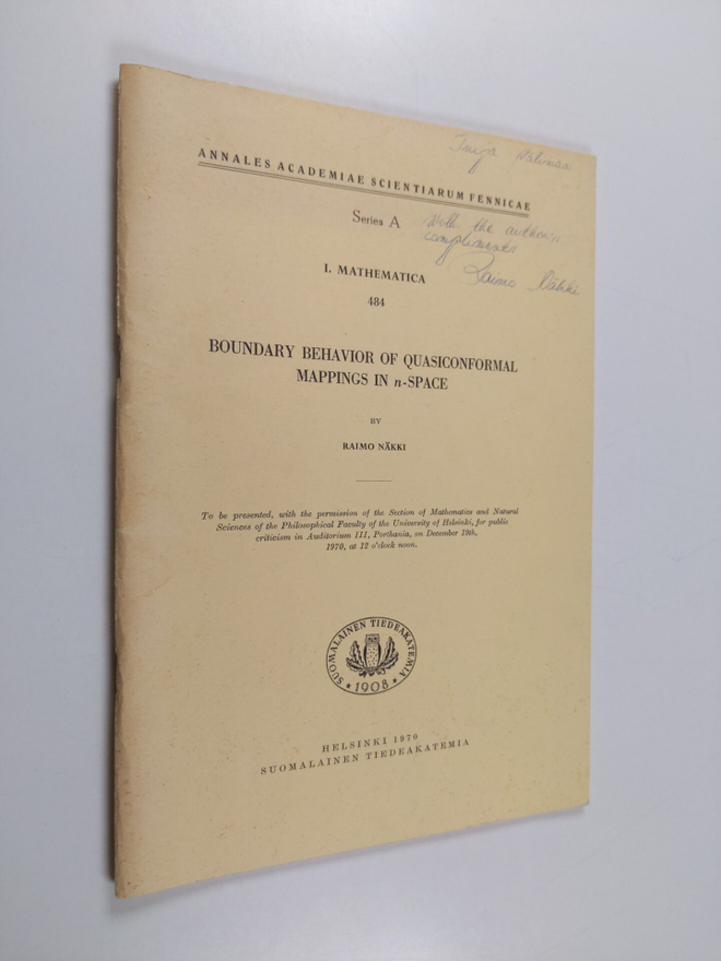 Raimo Näkki : Boundary Behaviour of Quasiconformal Mappin...