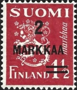 1937 M-30 Leijona lp 2/1½ mk punainen ** LaPe 202 LP Lm1