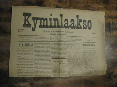 Sanomalehti  Kyminlaakso  21.7.1906