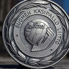 Hopeavärinen Käsipalloliitto merkki. Halkaisija - 40 mm. Val - pikkukuva 2