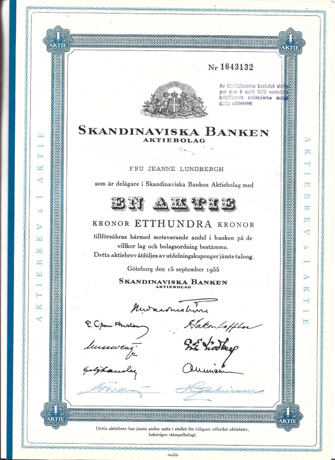 OKK 1955 Skandinaviska Banken Ab Göteborg