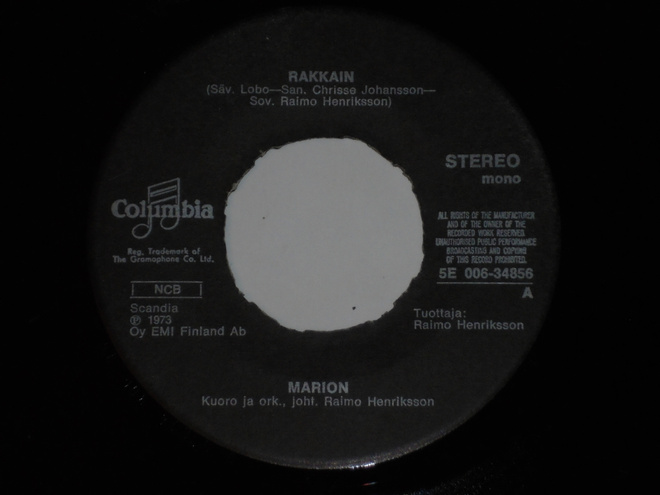 7" MARION - Rakkain / Jaa Jaa  - single 1973 EX-
