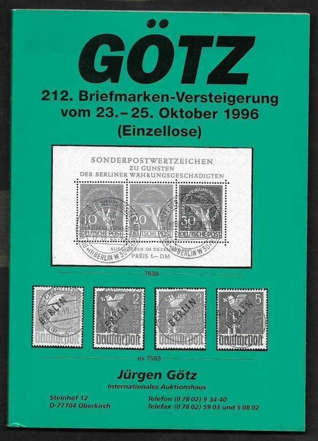 Huutokauppaluettelo - Götz 23.10.1996