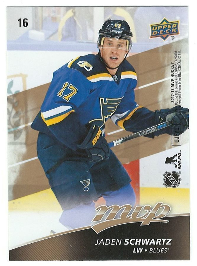 17-18 Upper Deck MVP Puzzle Back #16 Jaden Schwartz