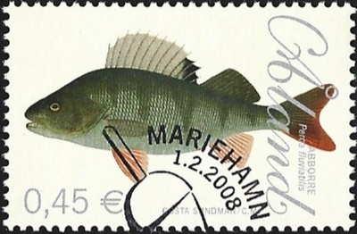Åland 2008 Kaloja Ahven 0,45 € EP alareuna LOISTO LaPe 287