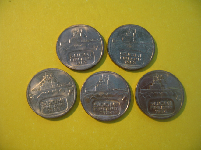 5 kpl 5 markkaa - 1982-1986