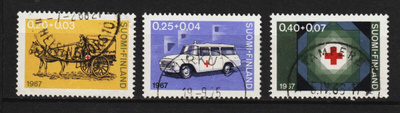 1967 Punaisen Ristin merkkisarja leimattuna