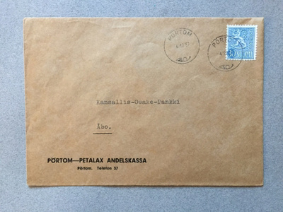 Firmakuori Pörtom Petalax Andelskassa 1957