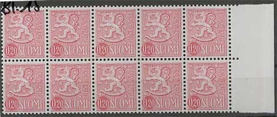 1963 20p punainen leijona 10-ryhmä ++