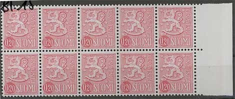 1963 20p punainen leijona 10-ryhmä ++