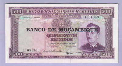 Mosambik Mozambique 500 Escudos v.1976 (1967) UNC P-118a.3