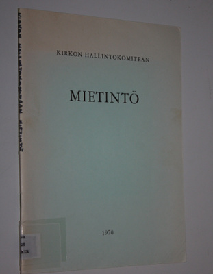 Kirkon hallintokomitean mietintö 1970