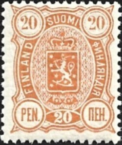 1889 Vaakunamerkit  20 p  keltainen  ** LaPe 30 B