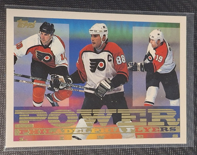 1995-96 Topps Power Lines #1PL John LeClair Eric Lindros Mik