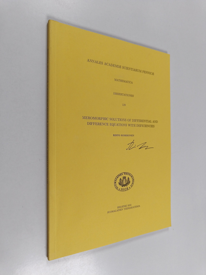 Risto Korhonen : Meromorphic Solutions of Differential an...
