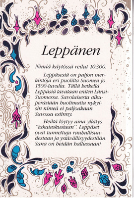 Leppänen. sukunimikortti. e278