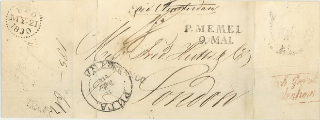 Latvia 1830 maksettu kirje via Amsterdam Lontooseen