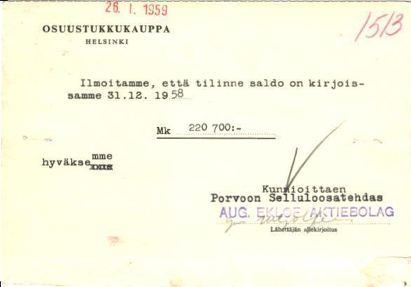 FIRMAKORTTI PORVOO AUG.EKLOE AB.