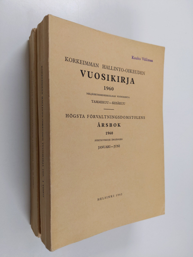 Korkeimman hallinto-oikeuden vuosikirja 1960 : 1-2