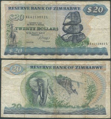 Zimbabwe 20 Dollars 1983 (P-4c) DA6213852L ALE!