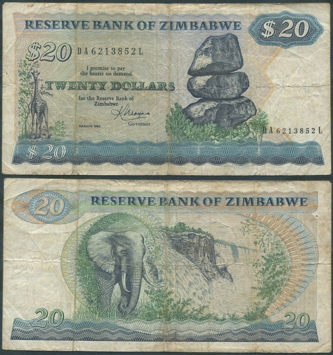 Zimbabwe 20 Dollars 1983 (P-4c) DA6213852L ALE!
