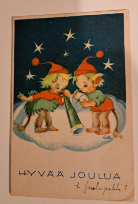 Eelis Muona: peikot katsoo kaukoputkella, käsipostia 1946