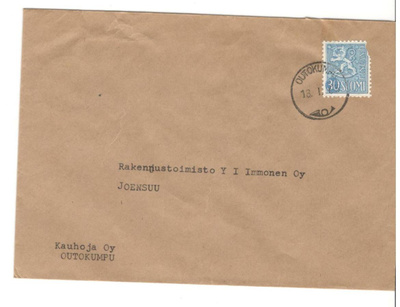Outukumpu,  v. 1963  firmakuori kotiseutukeräilijälle