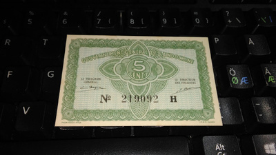 Indochine Indokiina 5 Cents 1942-43 P88 UNC-