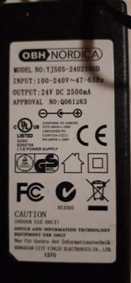 Virtalähde OBH-Nordica, 24V 2,5A