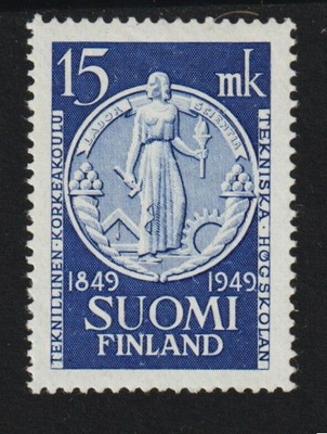 1949 Teknillinen Korkeakoulu 100v merkki leimaamattomana