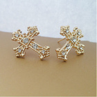 0378 .. 14K Kulta Duble Crystal Kauniit Risti .. Korvakorut - pikkukuva 4