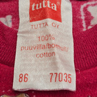 Tutta lasten body 86 – 100% puuvilla, pitkähihainen, punaine - pikkukuva 2