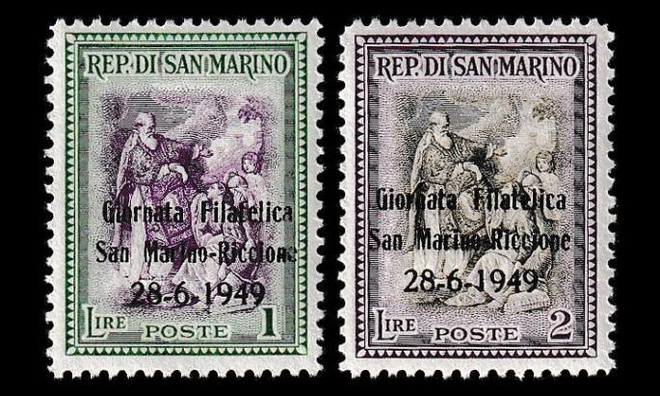 San Marino 423-4 ** Postimerkkinäyttely (1949)