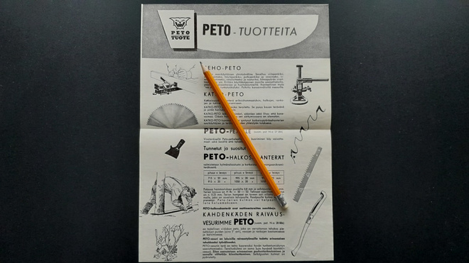 Kone ja Terä Oy - Peto tuote esite n.1962