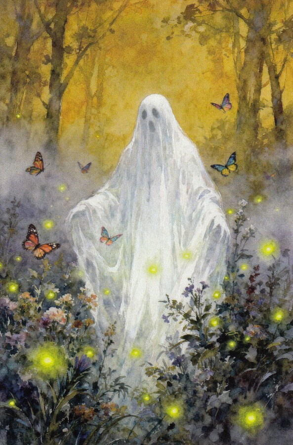 Halloween kummitus, pienet vihreät valot