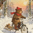 Karhu pyöräilee talvella - pikkukuva 1