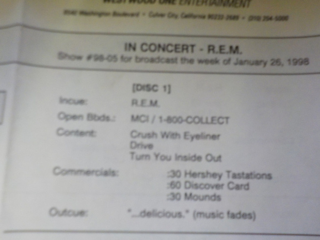 R.E.M - LIVE IN CONCERT LIVE  2CD