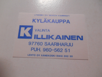 TT Etiketti Kyläkauppa K-valinta Illikainen Saariharju