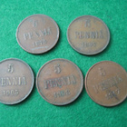 5 kpl 5 penniä - 1875-1917 - pikkukuva 1