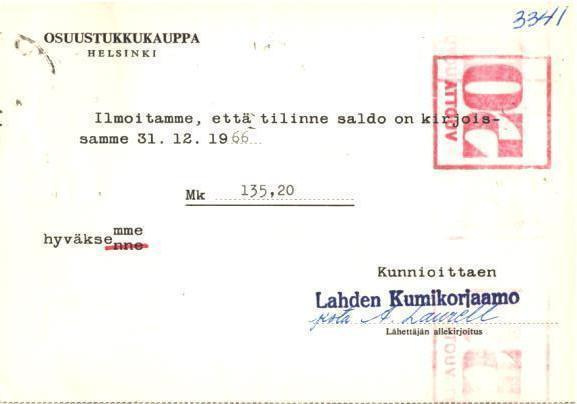 FIRMAKORTTI  LAHDEN KUMIKORJAAMO