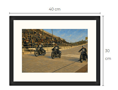 Uusi moottoripyörä art print kehystetty 30 cm x 40 cm